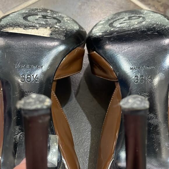 Giorgio Armani Brown Patent Leather D’Orsay Pumps Size 38.5 - Picture 10 of 11